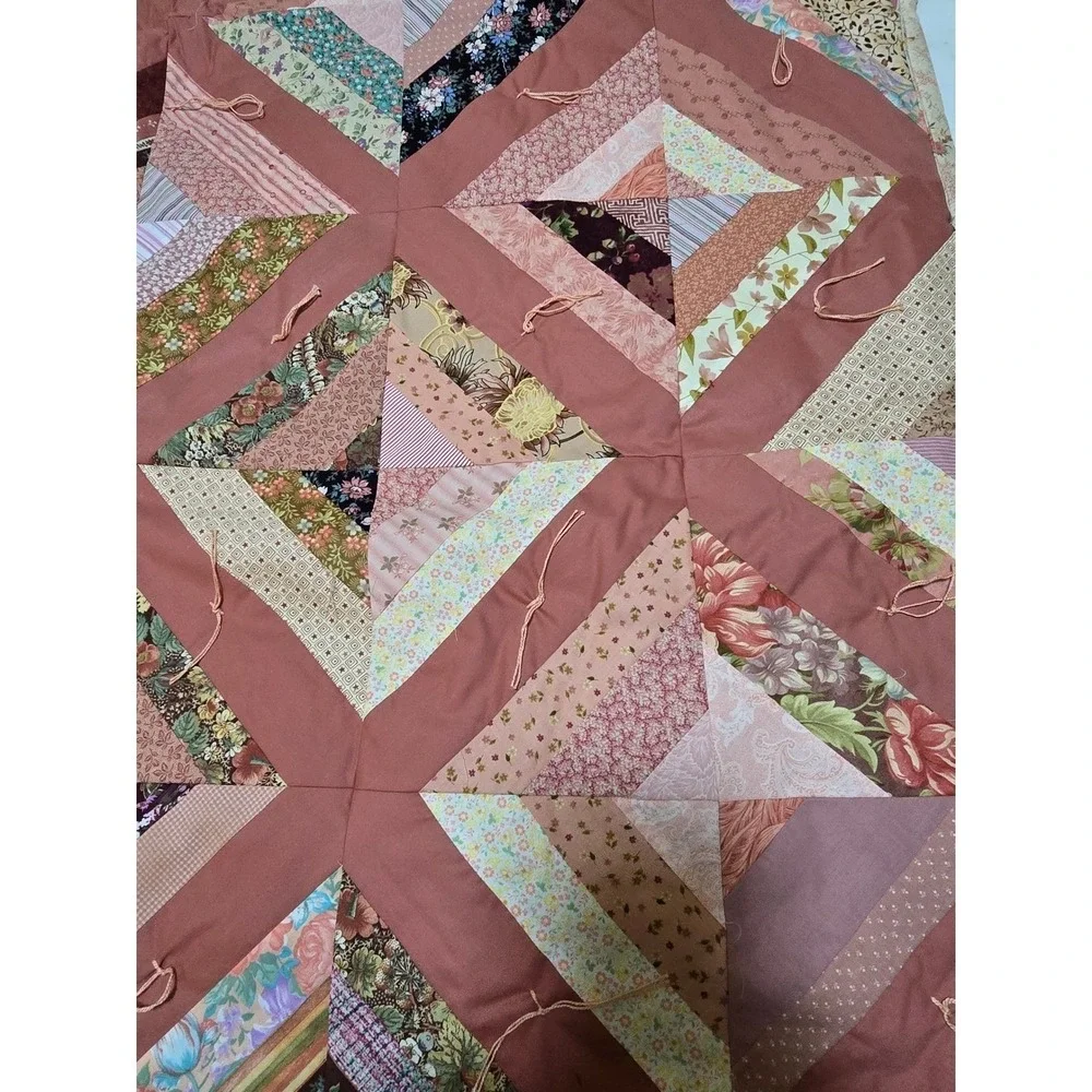 New Fresh Handmade Patchwork Quilt Pink Floral‎ Boho Body Throw Blanket /0189
